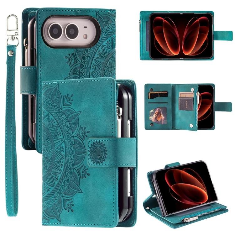 Multi-Card Totem Zipper Leather Phone Case, For iPhone Duo