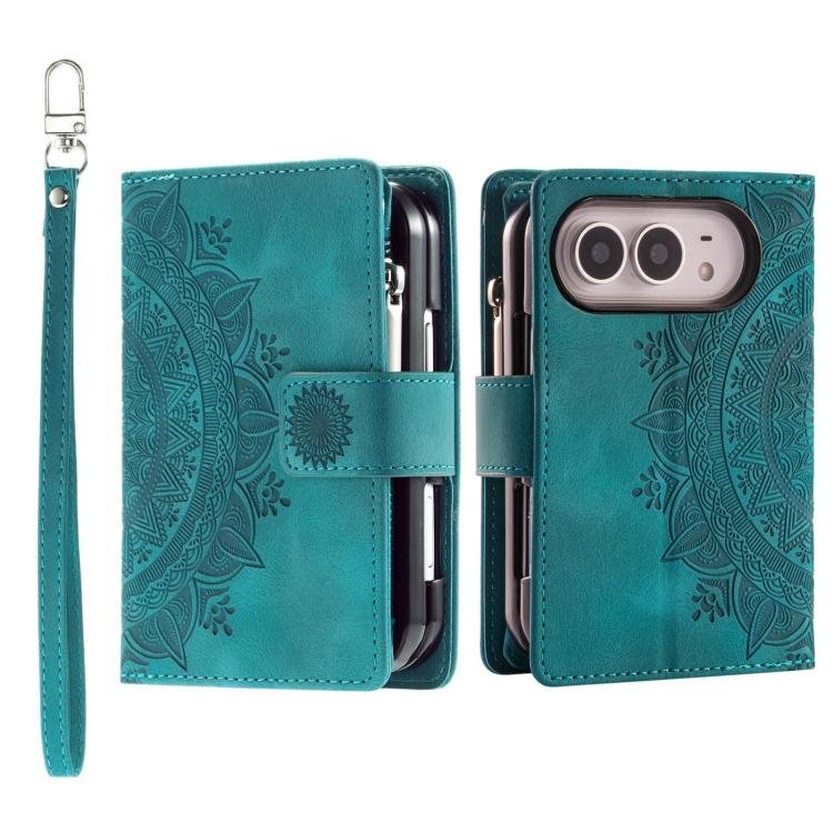 Multi-Card Totem Zipper Leather Phone Case, For iPhone Duo