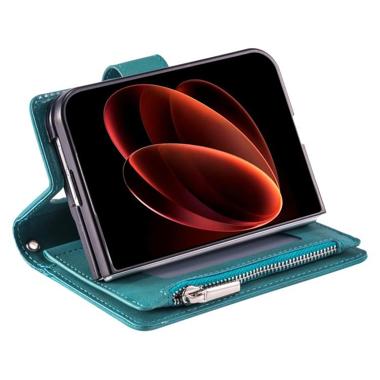 Multi-Card Totem Zipper Leather Phone Case, For iPhone Duo