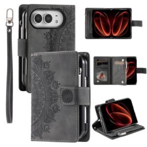 Multi-Card Totem Zipper Leather Phone Case, For iPhone Duo - Image 10
