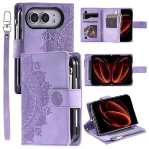Multi-Card Totem Zipper Leather Phone Case, For iPhone Duo - Image 11