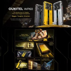 Oukitel WP60 Rugged Phone, 8GB+256GB, Night Vision, 108MP Camera, Side Fingerprint, 7.2 inch Android 15 MediaTek Dimensity 7025 Octa Core, NFC, OTG, Network: 5G, 8GB+256GB - Image 4