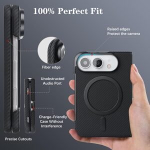 Carbon Fiber MagSafe Faux Leather Phone Case, For iPhone Duo, For iPhone 18 Pro, For iPhone 18 Pro Max, For iPhone 17 Pro Max, For iPhone 17 Pro, For iPhone 17, For iPhone Air, For iPhone 16 Pro Max, For iPhone 16 Pro - Image 3